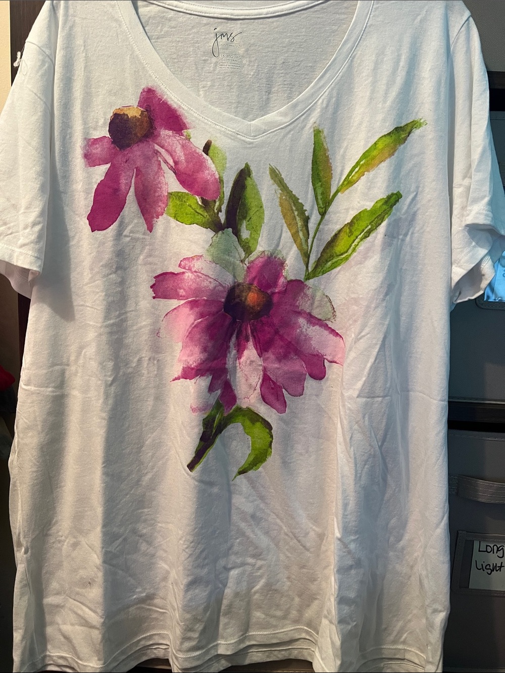 Just My Size White Crew Neck Tee with Subtle Gray Logo Print